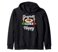 Italian spaghetti makes me happy pasta noodles Zip Hoodie