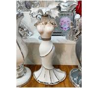 Italian Sparkly Vase Romany Mirrored Mosaic Lady Shape 60X40Cm White Silver