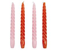Italian Spiral Twisted Tapered Dinner Candles, Ideal Valentines Day Gift, 4pack, Tabling Tables, Pink and Orange, Opink