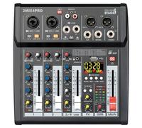 Italian Stage IS 2MIX4PRO - 4 Channel Stereo Audio Mixer + DSP Multi FX, Built-in USB and Bluetooth Player/Recorder - Black