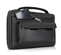 Italian Stone Design Black Genuine Leather Bible Cover