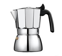 Italian Stovetop Espresso Coffee Maker, Stainless Steel Moka Pot with Even Heat Distribution for Gas and Induction Hobs, Perfect for Home Kitchen and Outdoor Camping, Silver(300ML)