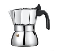 Italian Stovetop Espresso Coffee Maker, Stainless Steel Moka Pot with Even Heat Distribution for Gas and Induction Hobs, Perfect for Home Kitchen and Outdoor Camping, Silver(150ML)