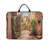 Italian Street 14 Inch Printed Laptop Sleeve, 600d Oxford-Cloth Shockproof Laptop Case With Thickened Pearl Cotton,Waterproof Portable Laptop Handbag Cover