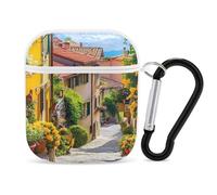 Italian Street Headphone & Earphone Cases Compatible with Airpod 1&2 Scratch-Resistant PC Protective Cover with Keychain White-style