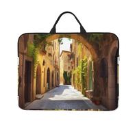 Italian Street Laptop Case Sleeve 14 inch Shockproof Protective Notebook Case Travel Laptop Bag with Handle Waterproof Computer Cover Briefcase Handbags for Men Women, Black, One Size