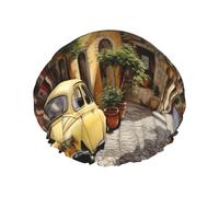 Italian Street print Bath cap Large bath cap Fit for all lengths of hair Protects hair bath cap Reusable