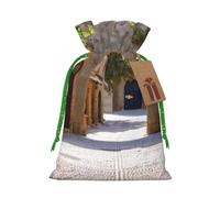 Italian Street Print Charming Gift Bag,Cloth Gift Bags With Drawstring,Perfect For Small Gifts And Jewelry