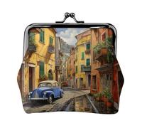 Italian Street print Coin Purse Small Change Purse Card Holder Coin Pouch Small Wallet for Women and Men, Black, One Size, Vintage