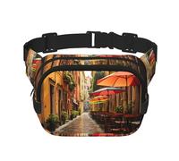 Italian Street print Fashion Waist Packs Crossbody Belt Bag Fanny Pack for Women Crossbody for Traveling Running, Black, One Size