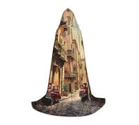 Italian Street Print Halloween Hooded Cloak Full Length Cape With Hood For Men And Women For Carnival