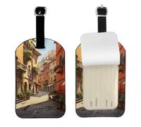 Italian Street Print Luggage Travel Bag Tags Luggage Tag Holder Name Labels Set for Men Women