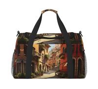 Italian Street print Overnight Bags for Women and Men Shoulder Bag Carry On Bag for Traveling Travel Essentials, Black, One Size