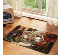 Italian Street Print Pet Feeding Mat Dog Mat for Food and Water Bowl Dogs Water Dispenser Mat Dogs Accessories