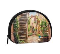 Italian Street Print Portable Mini Storage Bag Shell Shaped Wallet Small Coin Wallet Shell Storage Bag