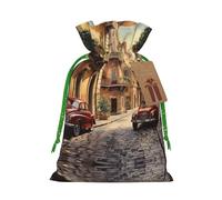 Italian Street Print Reusable Drawstring Pouch,Perfect For Birthdays,Anniversaries,And Parties