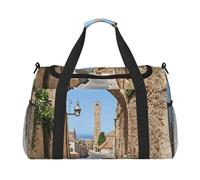 Italian Street Print Weekender Bag,Holdall Handbag & Shoulder Bag for Travel Fitness