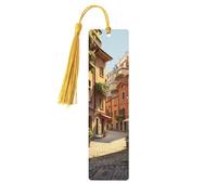 Italian Street Print Wooden Bookmarks Beautiful Notebook Accessories for Men Women Book Lovers