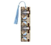 Italian Street -Print Wooden Bookmarks with Tassel for Readers and Book Lovers - Artistic Handmade Gifts for Teachers Colleagues Office Desk Decor.