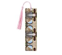 Italian Street -Print Wooden Bookmarks with Tassel for Readers and Book Lovers - Artistic Handmade Gifts for Teachers Colleagues Office Desk Decor.