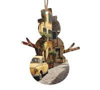 Italian Street Print Wooden Christmas Ornaments Hanging Xmas Tree Home Party Fireplace Decorations