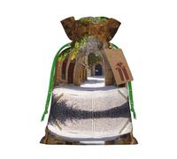 Italian Street Printed Drawstring Gift Bags,Various Sizes, Bulk Plastic Packaging Bags