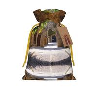 Italian Street Printed Drawstring Gift Bags,Various Sizes, Bulk Plastic Packaging Bags