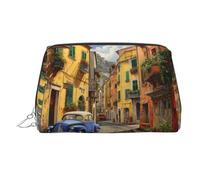Italian Street Printed Zippered Toiletry Bag, Wide Open Storage Case for Personal Care Items and Cosmetics