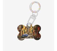 Italian Street Printing Bone Shaped Dog Tag Pet Id Tags,Acrylic Dog Tags Cat Tags with Ring for Dog Cat,Pendant Crafts