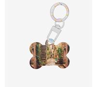 Italian Street Printing Cute Acrylic Dogs Tag Double Side Bone Shap Id Tags with Keychain for Pet Crafts Decorations