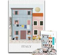 Italian Street Scene 1000 Piece Jigsaw Puzzles for Adults,Challenging Game Gifts for Is Ideal As A Gift for The Whole Family 38x26cm