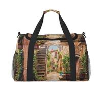Italian Street Travel Duffel Bag for Women Men,Print Polyester Tote Hand Luggage Bag with Shoulder Strap