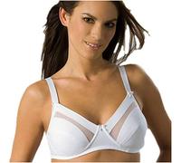 Italian Style Art 351 Wireless Bra in Microfibre, Non-Padded Cups, Tulle Inserts, Adjustable Straps, White, 42B