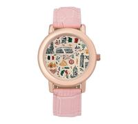 Italian Symbols and Landmarks Women's Wrist Watch Easy Reader with Leather Strap Analog Display Wonderful Ladies Gifts