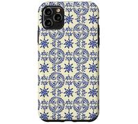Italian Tile Inspired (1) line drawings, figures, white blue Case for iPhone 11 Pro Max