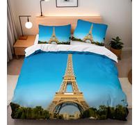 Italian Tower Bedding Set 150x200 cm 3D Duvet Cover Set Modern Single Quilt Cover Microfiber Soft Comforter 3 Piece with 2 Pillowcases 50x75 cm With Zip Corner Ties Bedding Set for Bedroom