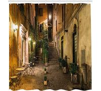 Italian Town Shower Curtain Italian Town Shower Curtains 200x200 cm 3d Shower Curtains Mould Proof Resistant Decorative Bathroom Curtains Waterproof Polyester Fabric with Hooks
