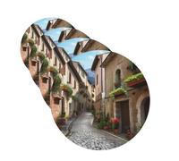 Italian Town Street Car Air Fresheners Cards Set of 4 Pieces Hanging Scented Cards for Wardrobe Bathroom Car Aromatherapy Tablets Rearview Mirror Pendant Car Fresheners Long Lasting