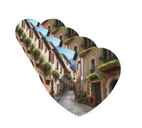 Italian Town Street Car Air Fresheners Cards Set of 4 Pieces Hanging Scented Cards for Wardrobe Bathroom Car Aromatherapy Tablets Rearview Mirror Pendant Car Fresheners Long Lasting