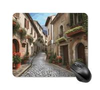 Italian Town Street Mouse Pad Cute Square Mouse Mat Leather Non-Slip Rubber Base Mousepad Waterproof Computer Mouses Pad for Laptop Wireless Mouses Keyboard Home Office 25 * 30cm