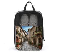 Italian Town Street Travel Shoes Carrier Dustproof Portable Shoe Pouch Carrying Strap Handheld Shoe Bag for Travel Daily Use Storage Pouch, gray, One size, Travel Shoes Carrier, Gray, One size, Travel