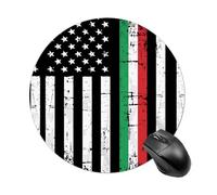 Italian U.S. Thin Line Flag Round Mouse Pad for Office Home