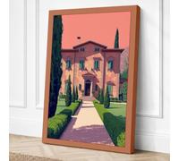 Italian Villa at Dusk Vintage Canvas Wall Art Print 18x12 Inch (46 x 30 cm)