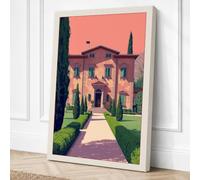 Italian Villa at Dusk Vintage Canvas Wall Art Print 18x12 Inch (46 x 30 cm)