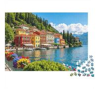 Italian Village Jigsaw Puzzles 1000 Pieces Recycled Material Lake Como Scenery Puzzles for Elderly Relieve Senile Dementia Fun Family Game Activity Home 52x38cm/1000pcs