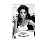 Italian Woman Eating Spaghetti Poster Canvas Poster Bedroom Decor Landscape Office Room Decor Gift 12x18inch(30x45cm)