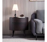 ItalianBedsideTableWith2Drawers,ModernMinimalistEllipseNightstandForBedroom,LightLuxuryBedsideCabinetSmokyColorSolidWoodStorageCabinet60X43X60CM(Color:sideta needed