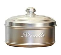 Italo Ottinetti Low Dull Aluminium Canister 16 cm Biscotti, Metallic