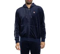 Italo Velour Zip Hoodie Navy/Gardenia XL