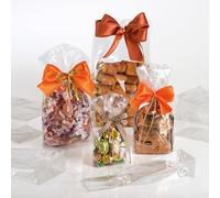 Italpak 50 Transparent Square Bottom Bags for Food, Bags with Base, 9 + 5 x 24 cm (9 cm Width; 5 cm Opening of Bellows and 24 cm Height), Empty